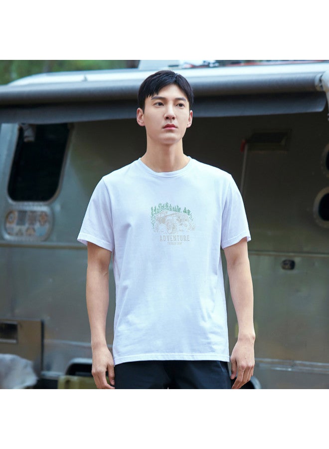 Pure Cotton Outdoor Mountain Style】loose Youth Minimalist Short Sleeve Top Sporty Casual Round Neck T-shirt - Image 5