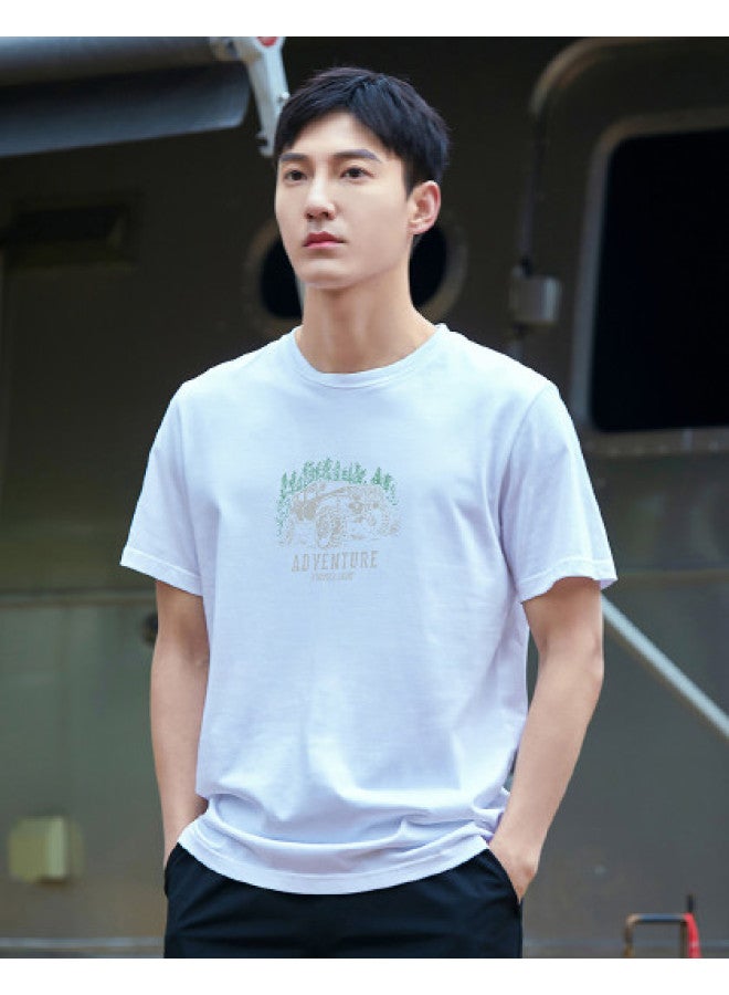 Pure Cotton Outdoor Mountain Style】loose Youth Minimalist Short Sleeve Top Sporty Casual Round Neck T-shirt - Image 1