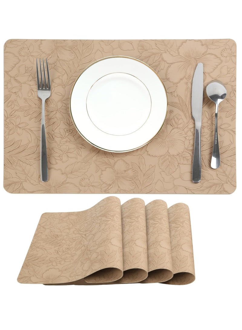 Vparty Double-Sided Reversible Placemats Set of 4, Heat Stain Non-Slip Waterproof Oil-Proof Washable Wipeable Leather Table Mats Outdoor Indoor for Dining Patio Table Kitchen Decor  - Image 1