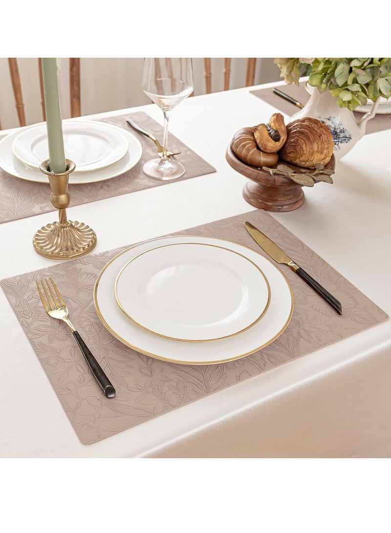 Vparty Double-Sided Reversible Placemats Set of 4, Heat Stain Non-Slip Waterproof Oil-Proof Washable Wipeable Leather Table Mats Outdoor Indoor for Dining Patio Table Kitchen Decor  - Image 2