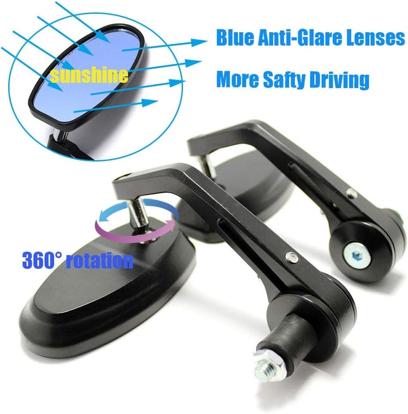 MISS MOLY Universal Black Motorcycle 7/8" Handle Bar End Side Mirrors for Cruiser Sport Bikes - Image 5