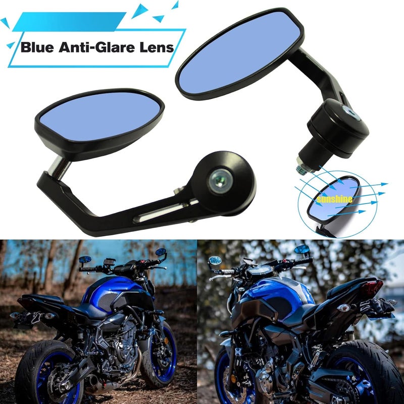 MISS MOLY Universal Black Motorcycle 7/8" Handle Bar End Side Mirrors for Cruiser Sport Bikes - Image 3
