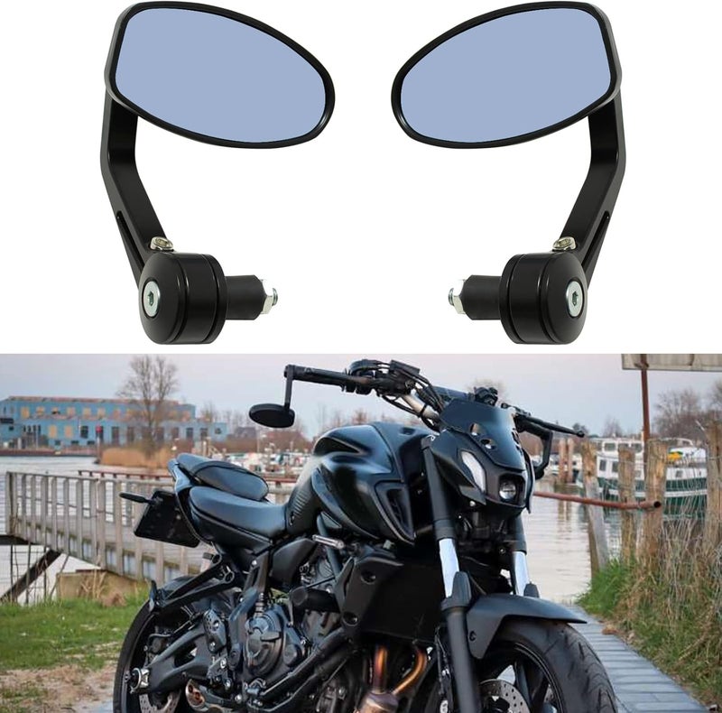 MISS MOLY Universal Black Motorcycle 7/8" Handle Bar End Side Mirrors for Cruiser Sport Bikes - Image 1