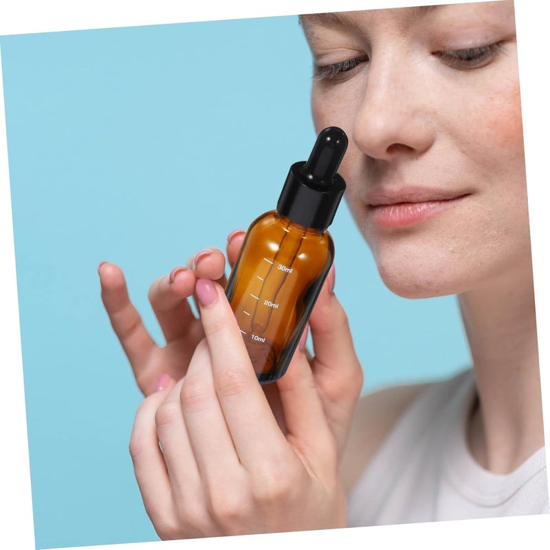 ULTECHNOVO 4pcs Amber Glass Dropper Bottles with Graduated Scale Essential Oils Travel Containers Leakproof Design for Precise Liquid Dosing and Storage - Image 4