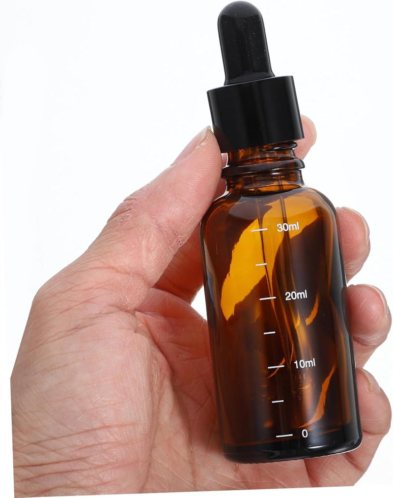 ULTECHNOVO 4pcs Amber Glass Dropper Bottles with Graduated Scale Essential Oils Travel Containers Leakproof Design for Precise Liquid Dosing and Storage - Image 3