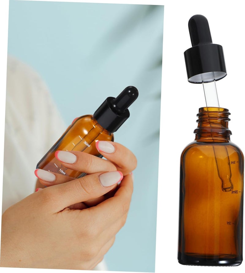 ULTECHNOVO 4pcs Amber Glass Dropper Bottles with Graduated Scale Essential Oils Travel Containers Leakproof Design for Precise Liquid Dosing and Storage - Image 5