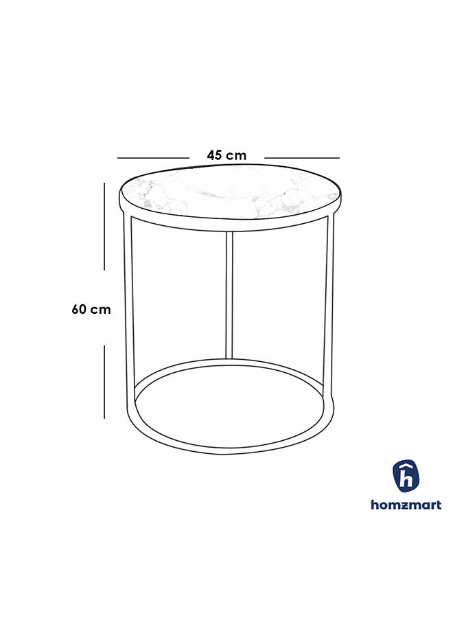 Homzmart Iron and marble alternative side table Gold and Black- 45x45x60cm - Image 2