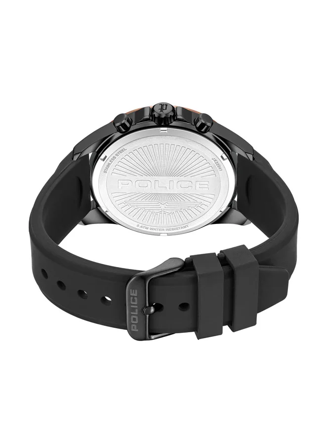 بوليس Men's Motion 45mm Multifunction Watch with Black Honeycomb Texture Dial, IP Rose Gold Topring & Silicone Strap