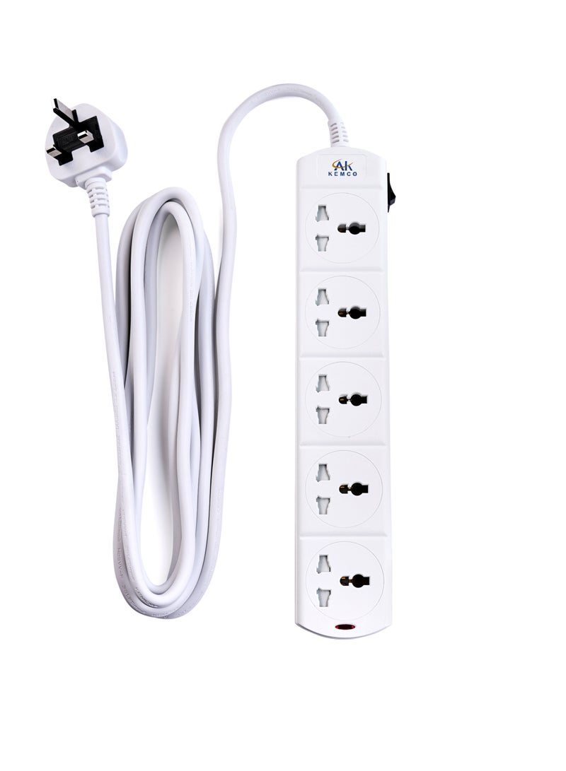 AK KEMCO Kemco 5 Way 5 Meter Extension Cord Socket Power Cord QC6125BW - Image 2