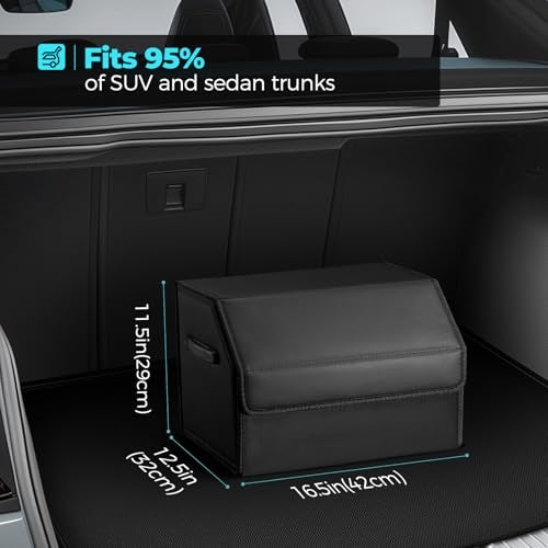 Fyzeoty Car Organizers for Trunk for Suv Sedan Leather Storage BoxMagnetic LidCollapsible and Adjustable165 inches - Image 3