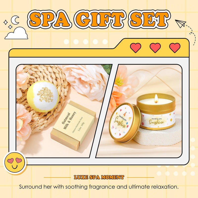 CHESACE Gift Baskets For Women Unique Birthday Gifts For Women Self Care Cheer Up Gifts Set Pick Me Up Gift Box For Woman Teen Girls Best Friend Sister Ladies Friendship Her - Inspirational Yellow Present - Image 5