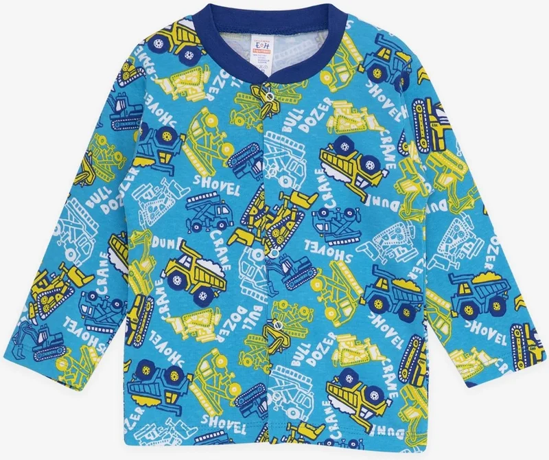 Breeze Baby Boy Pajama Set, Construction Machine Themed, 4 Months - 1 Year Old, Blue