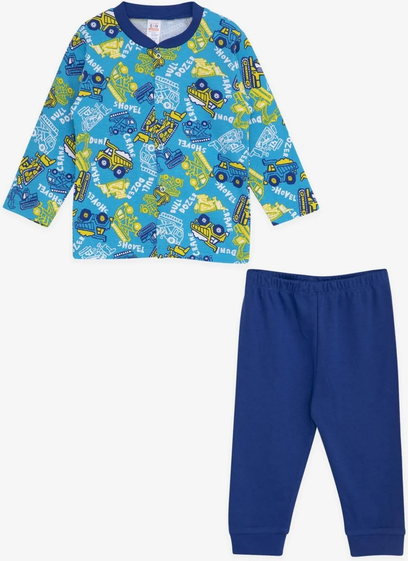 Breeze Baby Boy Pajama Set, Construction Machine Themed, 4 Months - 1 Year Old, Blue