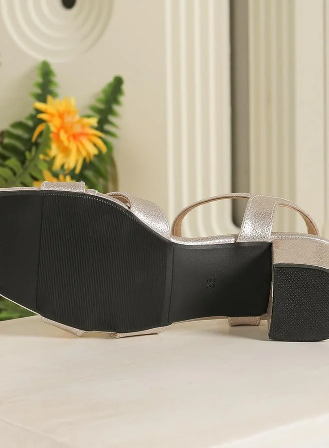 Sneak-a-Peek Sneak-a-Peek Metallic Block Heel Open Toe Sandals