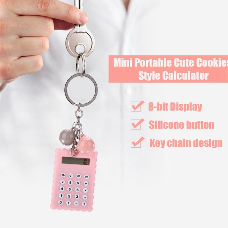 Pink Portable Cute Keychain Calculator Pocket Size Colorful Mini - Image 3