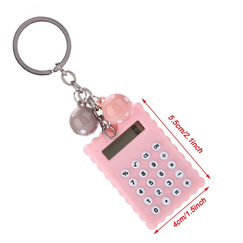 Pink Portable Cute Keychain Calculator Pocket Size Colorful Mini - Image 5