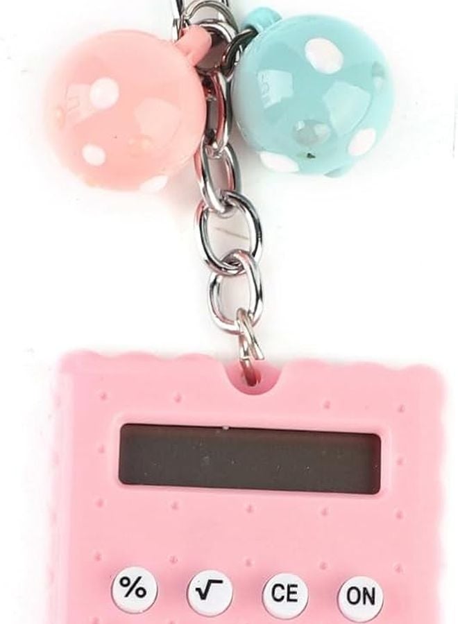 Pink Portable Cute Keychain Calculator Pocket Size Colorful Mini - Image 1