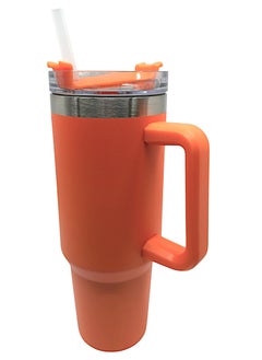YOLO Hot and Cold Stainless Steel Flow State Vacuum Insulated Tumbler with Lid and Straw for Water, Iced Tea or Coffee, Smoothie, and More, Cream -Orange, Size -40oz or 1.20Liters  - Image 1