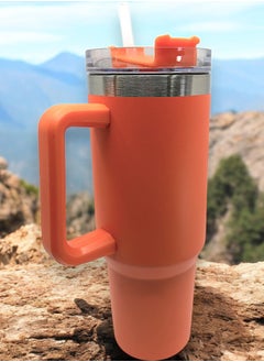 YOLO Hot and Cold Stainless Steel Flow State Vacuum Insulated Tumbler with Lid and Straw for Water, Iced Tea or Coffee, Smoothie, and More, Cream -Orange, Size -40oz or 1.20Liters  - Image 5