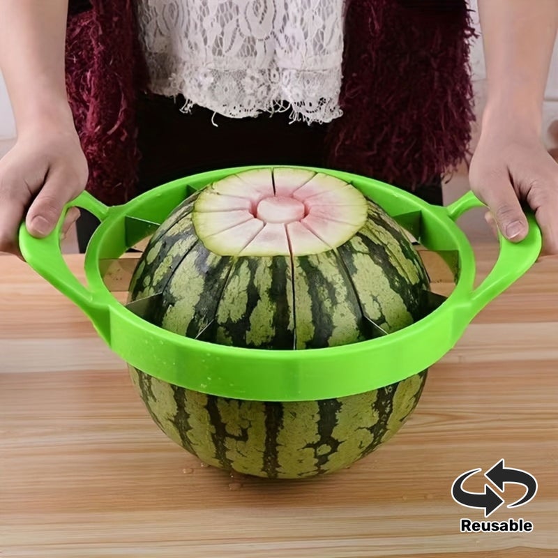 Green Stainless Steel Watermelon Slicer One Piece Quick Cutter Reusable Gadget - Image 2