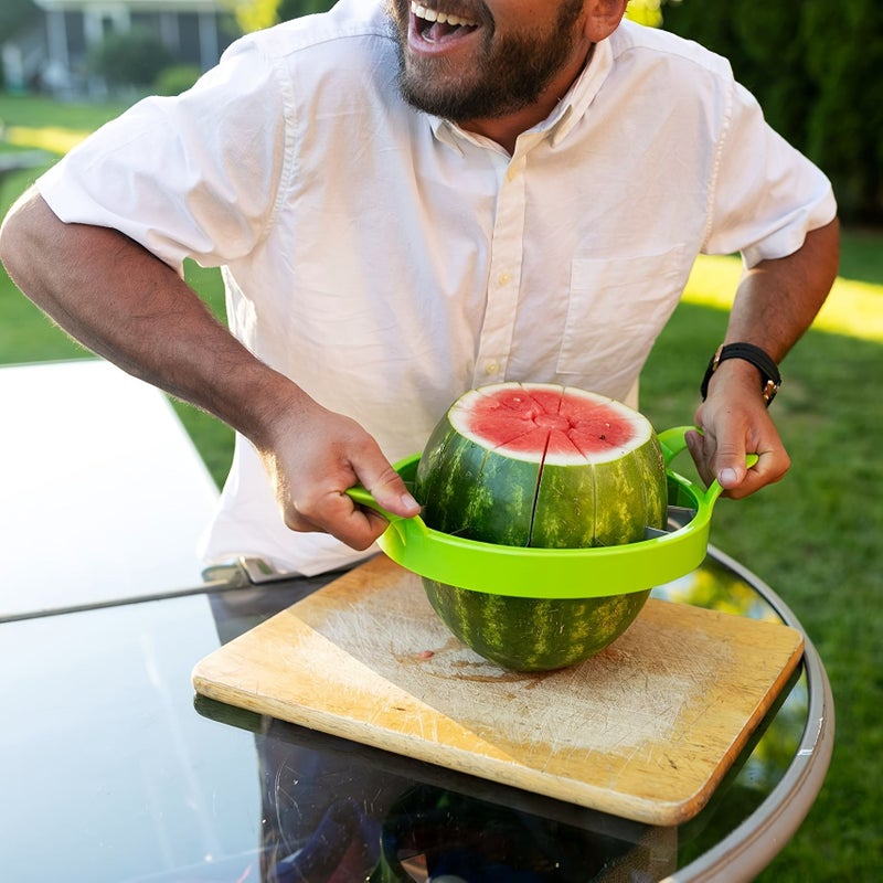 Green Stainless Steel Watermelon Slicer One Piece Quick Cutter Reusable Gadget - Image 5