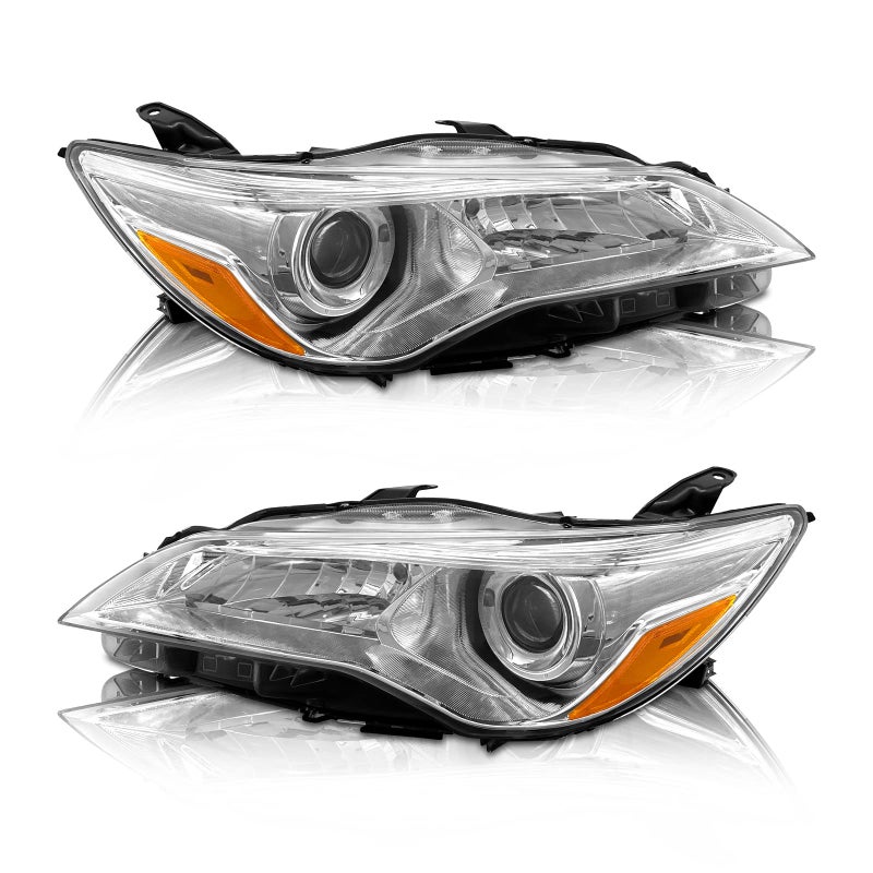 AS AUTOLIGHTS 2015 2016 2017 Camry Headlight Assembly Replacement for 15 16 17 LESEXLE Toyota Camry Headlights Chrome Housing Amber Reflector Clear Lens Driver and Passenger Side