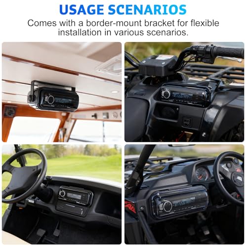 STUDIOFINIX Durable Water Resistant Radio Stereo Cover Waterproof Boat Stereo Protector Shield with Flip-Up Door UV-Resistant ABS Housing, Includes Mounting Gasket (Black) - Image 5