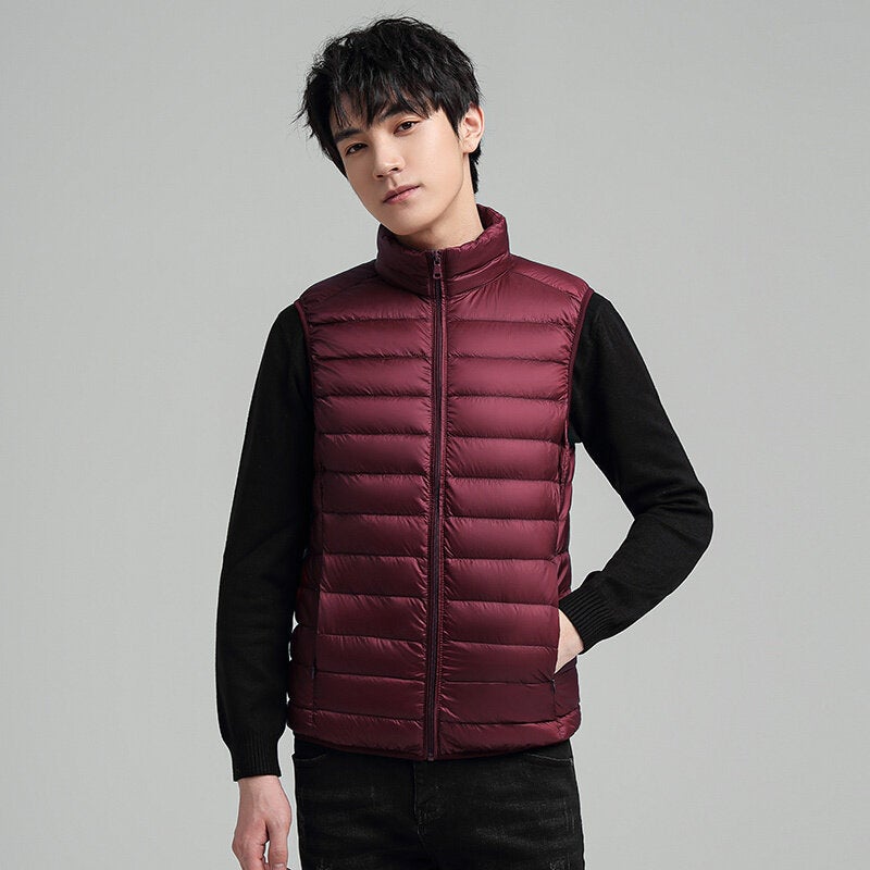 Imus special cotton-padded jacket vest mens stand collar waistcoat autumn and winter new lightweight mens sleeveless waistcoat vest Black - Image 2