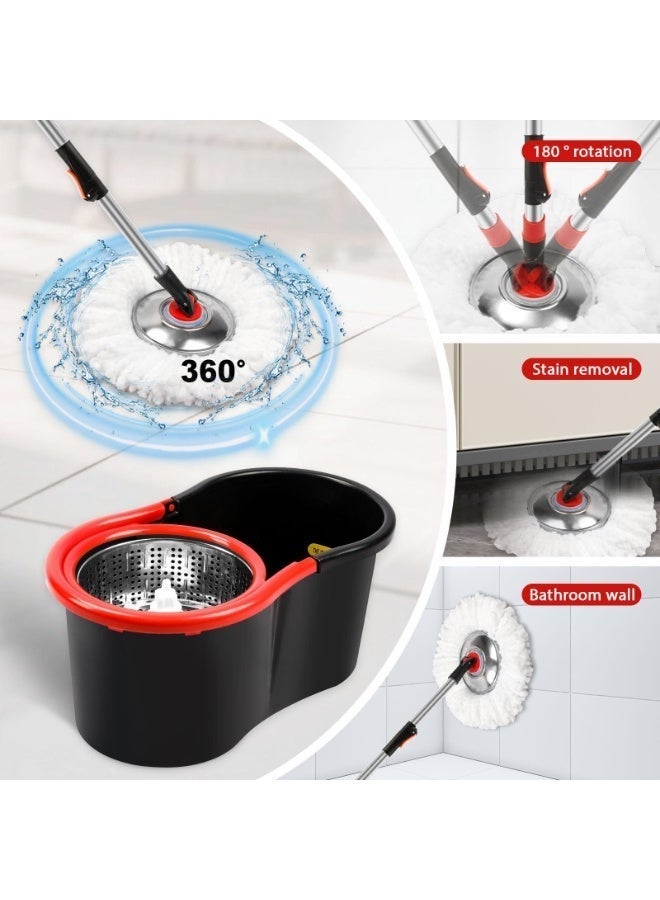 ULHYC 360 Degree Microfiber Spin Mop With BucketFor Floor Cleaning, Height Adjustable, With 2 Extra Refills - Image 3