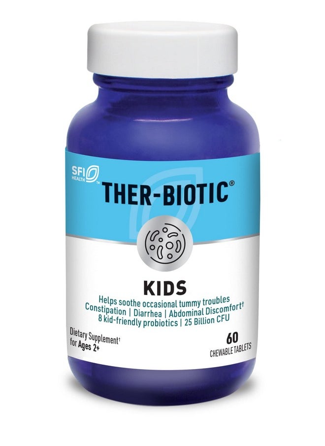 Klaire Labs - Ther Biotic Kids Chewable Probiotic 25B Cfu Lactobacillus + Bifidobacterium Probiotics For Kids Gi + Immune Support Cherry Flavor Hypoallergenic Dairy Free (60 Tablets) - Image 1