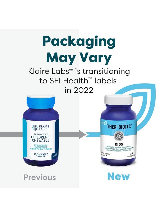 Klaire Labs - Ther Biotic Kids Chewable Probiotic 25B Cfu Lactobacillus + Bifidobacterium Probiotics For Kids Gi + Immune Support Cherry Flavor Hypoallergenic Dairy Free (60 Tablets) - Image 1