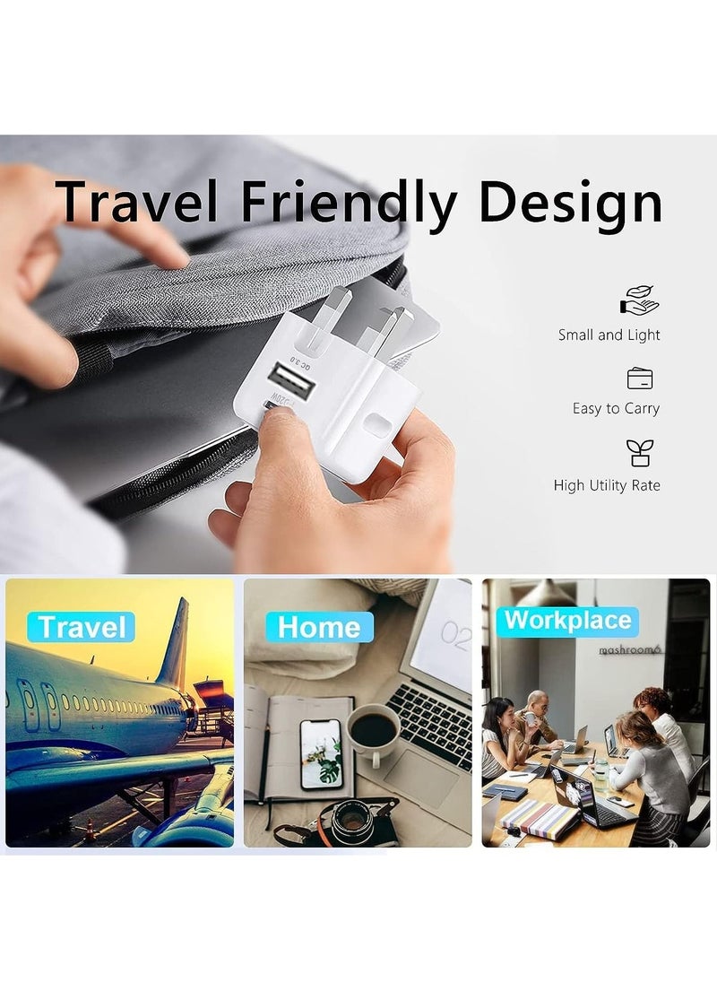 20W USB C Charger Block, 2-Ports [USB-C + USB] Charging Station, QC PD3.0 GaN Fast Charging Block, Type C Power Adapter for iPad Pro/iPhone/Samsung Note/Galaxy (Not with Cable)