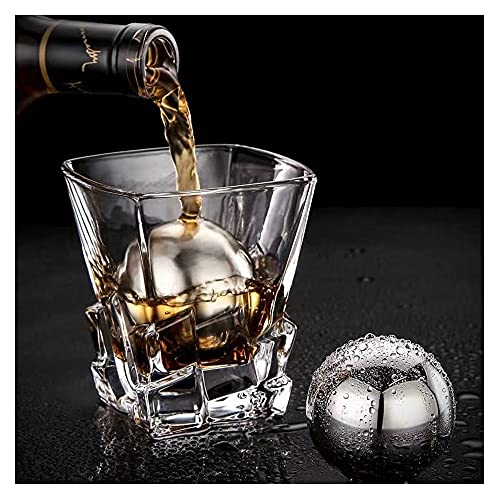 Ecentaur Reusable Stainless Steel Ice Cube Metal Large Whiskey Stones Gift Set for Men Chilling Ball for Drinks 5.5cm Set of 2 - Image 1
