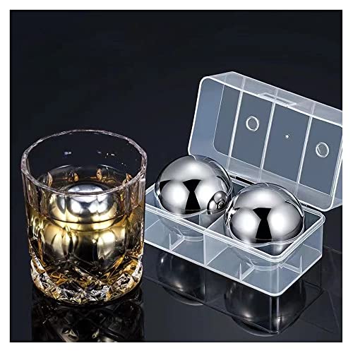 Ecentaur Reusable Stainless Steel Ice Cube Metal Large Whiskey Stones Gift Set for Men Chilling Ball for Drinks 5.5cm Set of 2 - Image 2