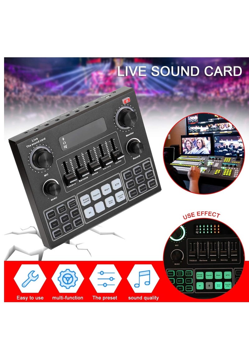 ELTRAZONE Multifunctional Live V9 Sound Card and BM800 Suspension Microphone Kit Broadcasting Condenser Microphone Set Intelligent Webcast Live Sound Card for Computers and Mobile  - Image 5