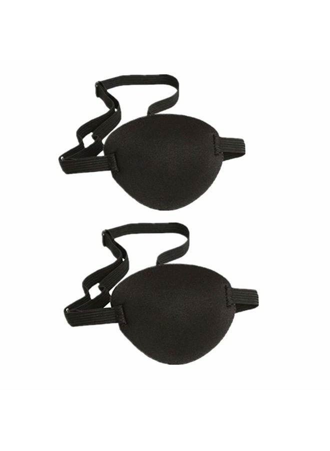 RUITASA 2 Pcs Adult Kid's Black Adjustable Soft and Comfortable Pirate Eye Patch Single Eye Mask for Amblyopia Lazy Eye - Image 1