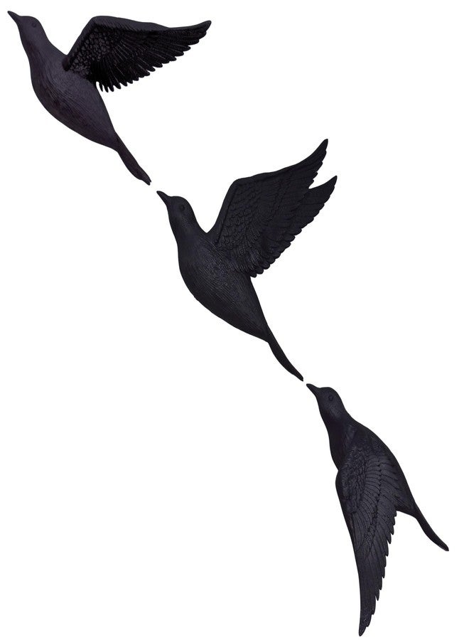 QUANTUM LEGENDS Set of 3 Flying Birds 3D Wall Art | Elegant Wall Hanging Decor | Perfect for Bird Lovers and Art Enthusiasts (Black) - Image 1