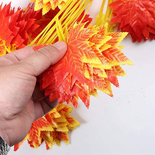 BS AMOR Artificial Creeper Maple Leaf Wall Hanging Home Decor Wall Hanging Plant (Orange, 3 Pieces String's) - Image 4