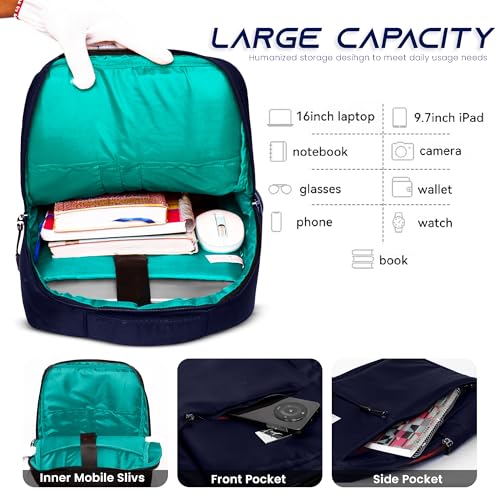 REDHORNS Waterproof 15.6-Inch Laptop Backpack for Men and Women Slim Bag, Unisex Travel Laptop, Ideal For Office,School,College and Business (BP046-Navy Blue) - Image 5