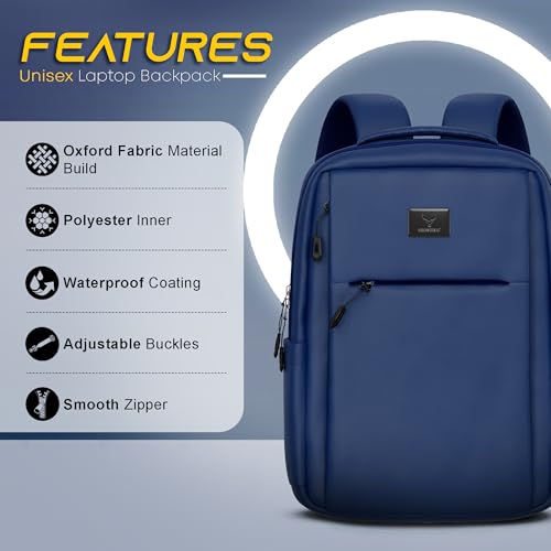 REDHORNS Waterproof 15.6-Inch Laptop Backpack for Men and Women Slim Bag, Unisex Travel Laptop, Ideal For Office,School,College and Business (BP046-Navy Blue) - Image 3