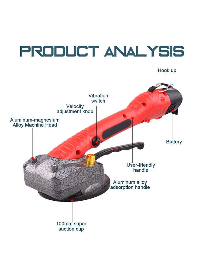 Generic - 10-150Hz Tile Tiling Machine Wall Floor Tiles Laying Vibrating Tool with 100*100mm Suction Cup - Image 1