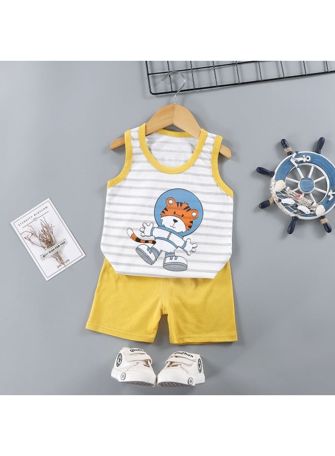 Summer Kidsren's Vest Set Pure Cotton Boys Shorts Clothes Girls Sleeveless Korean Style Pajamas Baby Summer Kidsren's Clothing
