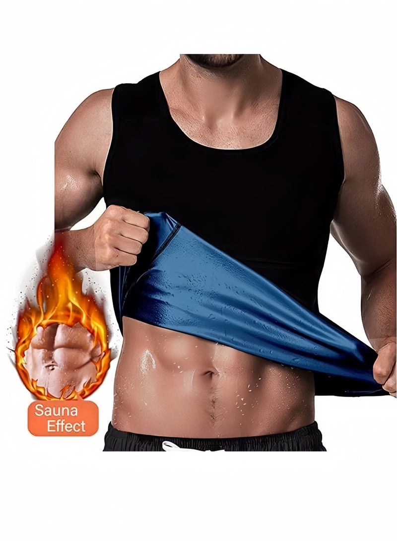 Lee Yon Men Sauna Shaper Vest Thermo Sweat Shapewear Slimming Tank Top Gym Fitness Workout Zipper Corset Shirt Fat Burning Slimming Body Shaper Sauna Vest, Black, XXL/3XL - Image 1