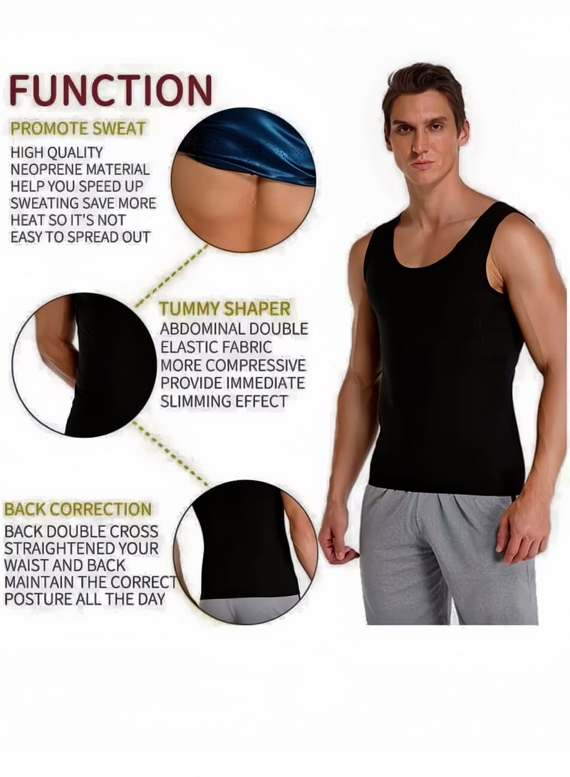 Lee Yon Men Sauna Shaper Vest Thermo Sweat Shapewear Slimming Tank Top Gym Fitness Workout Zipper Corset Shirt Fat Burning Slimming Body Shaper Sauna Vest, Black, XXL/3XL - Image 2