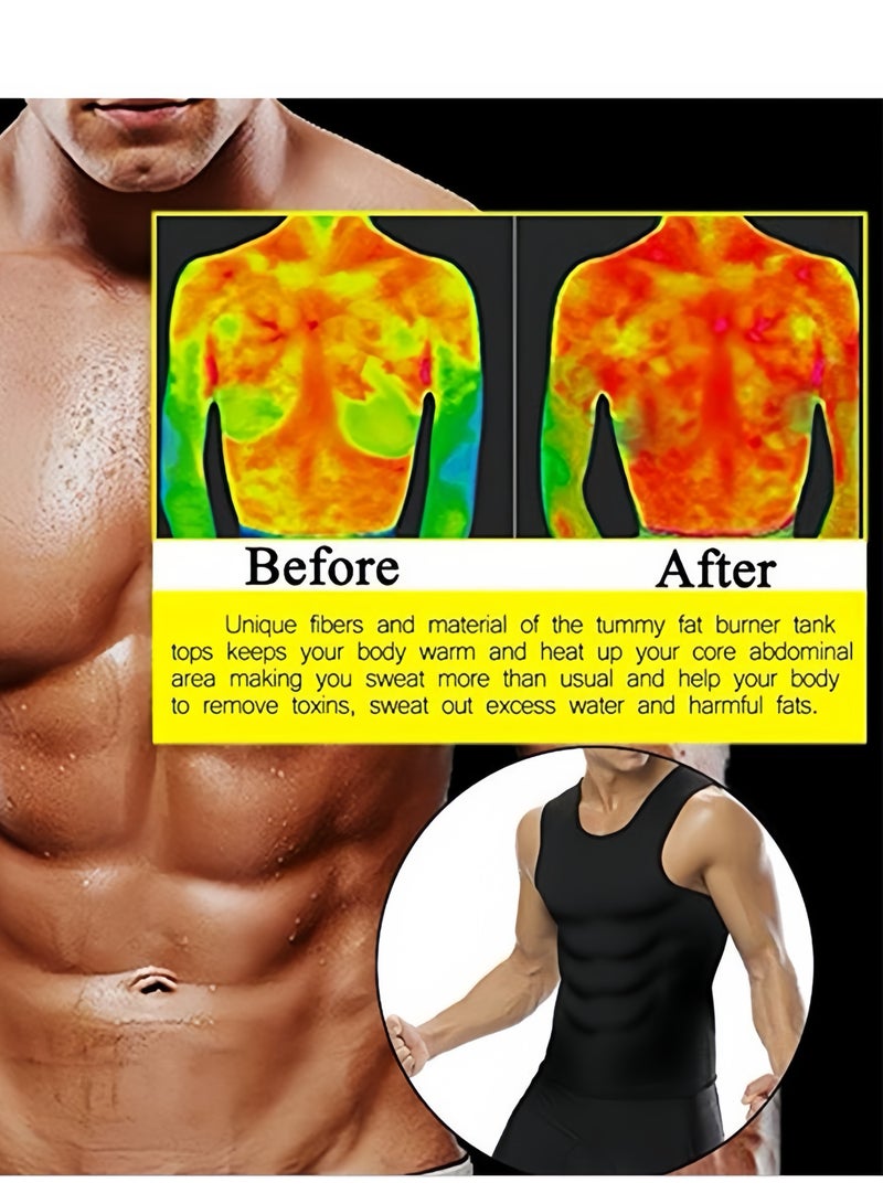 Lee Yon Men Sauna Shaper Vest Thermo Sweat Shapewear Slimming Tank Top Gym Fitness Workout Zipper Corset Shirt Fat Burning Slimming Body Shaper Sauna Vest, Black, XXL/3XL - Image 4