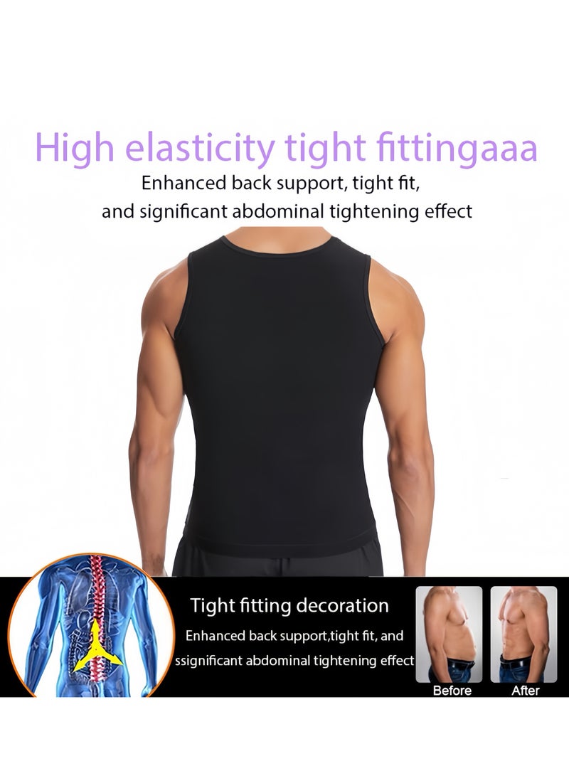 Lee Yon Men Sauna Shaper Vest Thermo Sweat Shapewear Slimming Tank Top Gym Fitness Workout Zipper Corset Shirt Fat Burning Slimming Body Shaper Sauna Vest, Black, XXL/3XL - Image 5