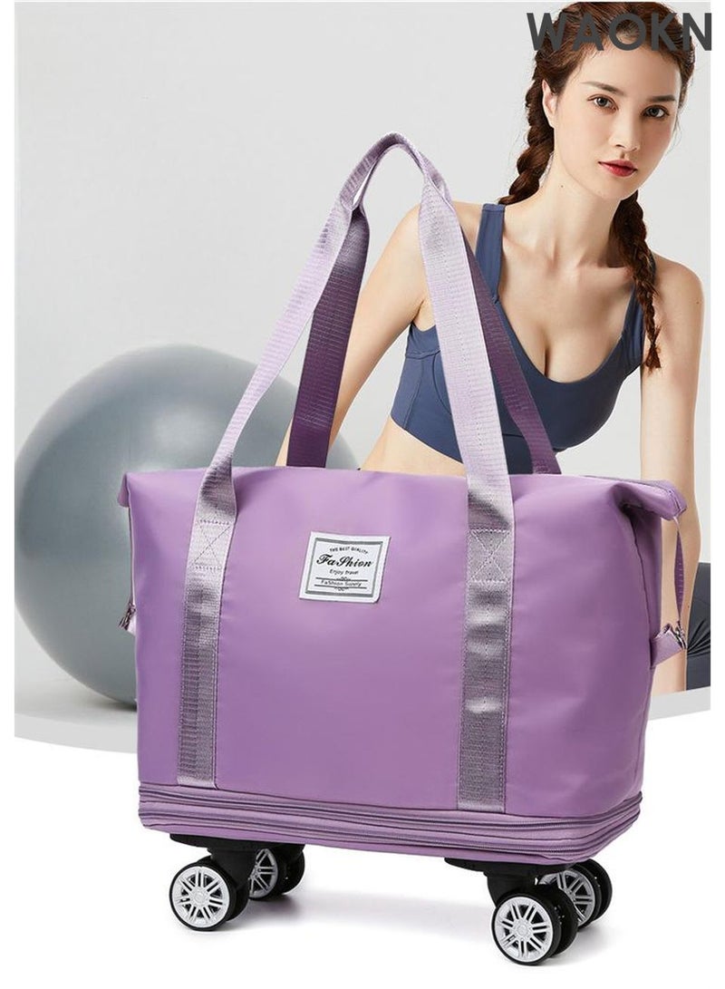 WAOKN Suitcases With Wheels Expandable Foldable Luggage Bag, Detachable Rolling Duffle Bag With Wheels Carry-On Large Duffel Bag,Waterproof Oxford Multifunction  For Men Women Travel Or Business, Purple - Image 4