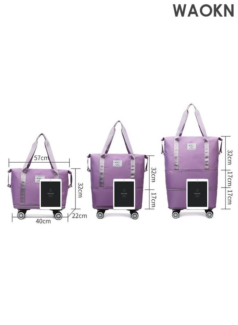 WAOKN Suitcases With Wheels Expandable Foldable Luggage Bag, Detachable Rolling Duffle Bag With Wheels Carry-On Large Duffel Bag,Waterproof Oxford Multifunction  For Men Women Travel Or Business, Purple - Image 5