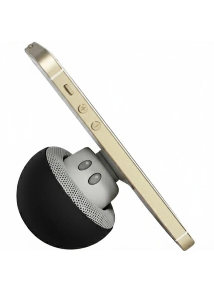 مكبر صوت صغير محمول بتقنية البلوتوث 3.0 مع مضخم صوت عازل للضوضاء وحامل للهاتف المحمول - أسود - Image 2