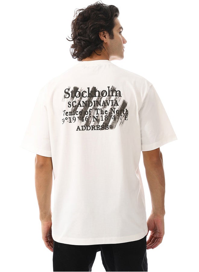 WHITE RABBIT Badge & Back Prints White T-Shirt - Image 3
